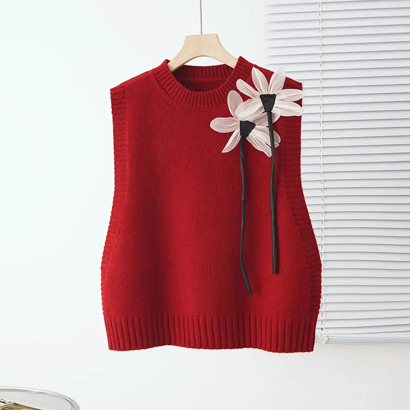 Knitted Vest for Women's Outerwear Autumn Wear 2023 New Loose Design Feeling Niche Sleeveless Sweater Camisole