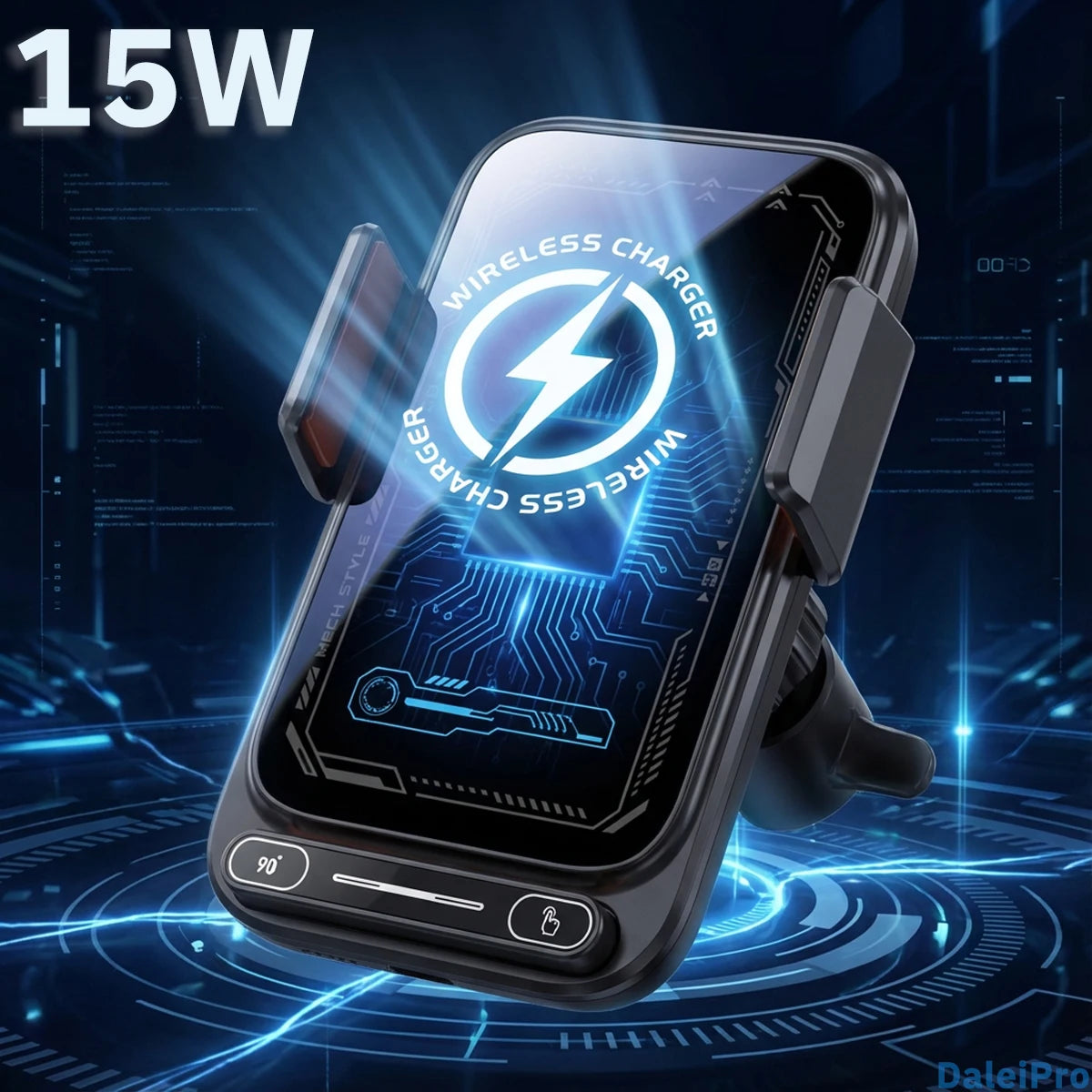 Smart Sensing Car Phone Holder 15W Qi Wireless Charging Motorized