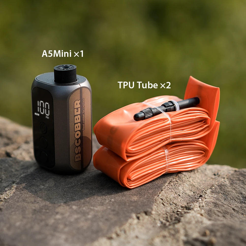 BSCOBBER Portable Tire Inflator Rechargeable Wireless A5mini Bicycle Air Pump 700c TPU Bicycle Tube Bike Accessories