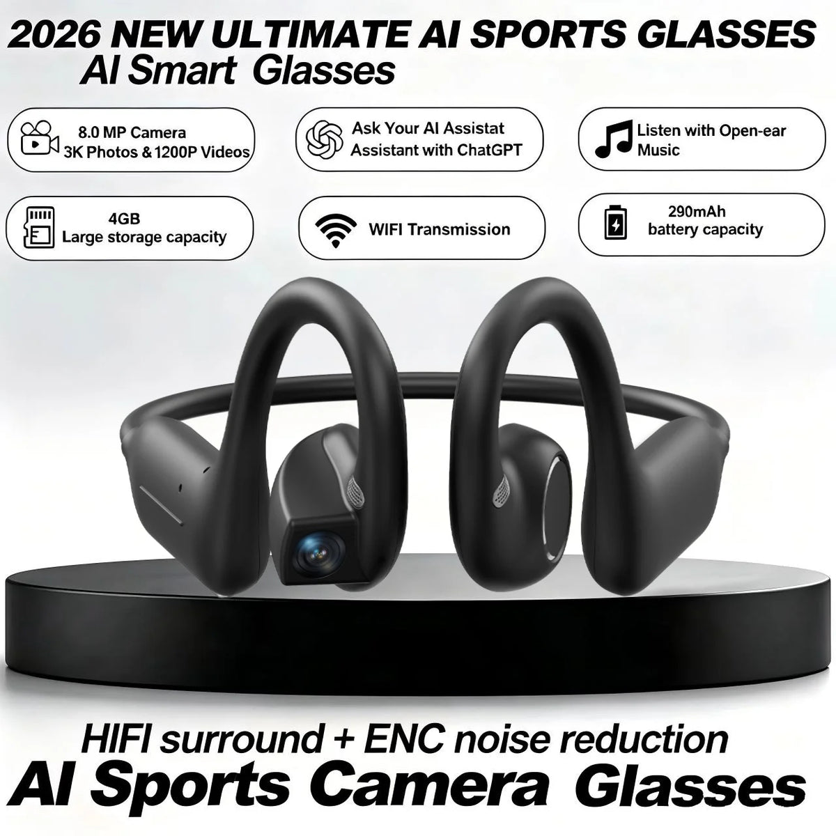 Smart Earphones Dynamic Sound Effects Music Bluetooth HD Calls 800W