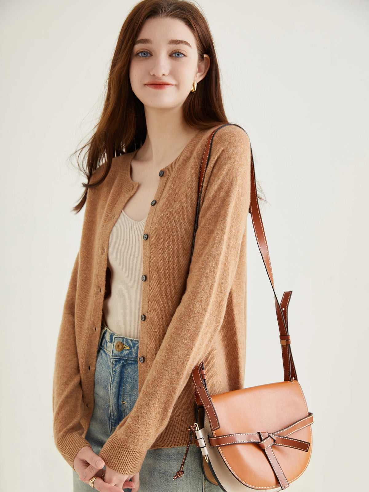 Knit Cardigan for Women Sweater Woman Long Sleeve Top 100% Wool Cardigans Sweaters Vintage Coat Knitwears Jacket Female Clothing