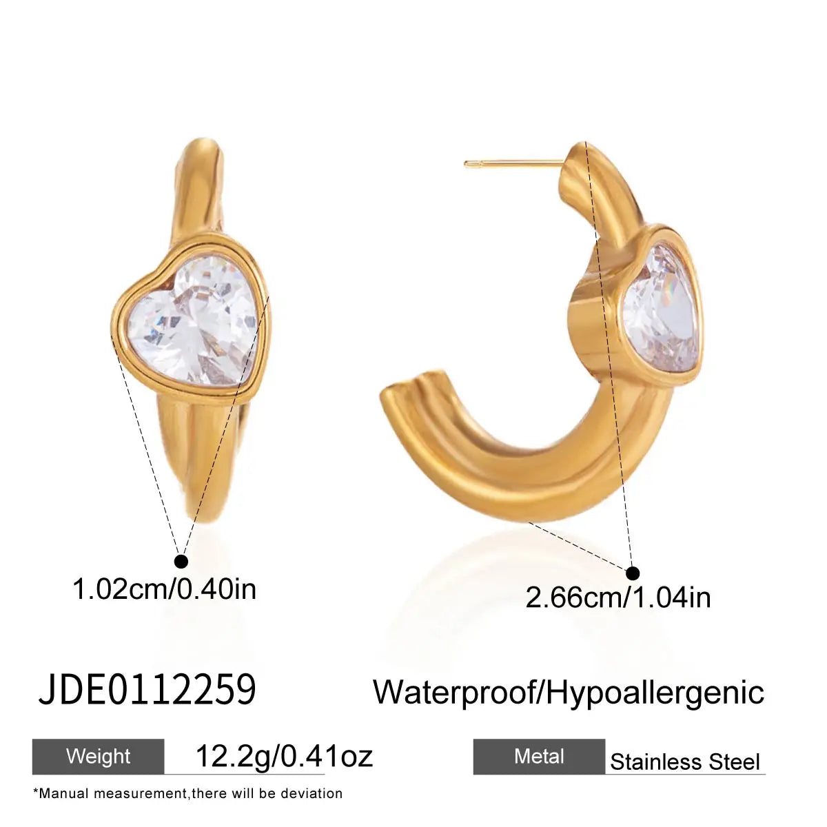 Youthway Delicate Zircon C Shape Stud Earrings For Women Minimalist 18K