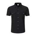 Men's Linen Button Up Short Sleeve Shirt Lapel Collar Lightweight Breathable Double Chest Pocket Summer Beach Daily Casual Tops