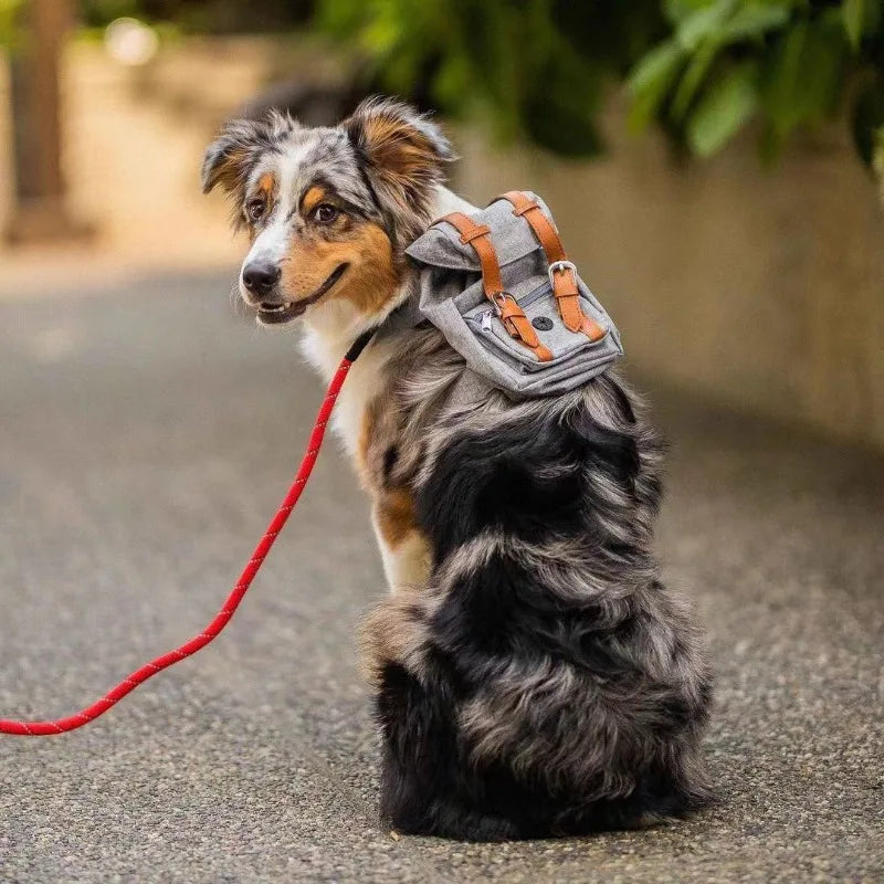 Retro British Dog Self Back Pack Carrying Hiking Bag Travel Packed Dog Poop Bags Backpack Dogs Self Outdoor Walking Pet Supplies