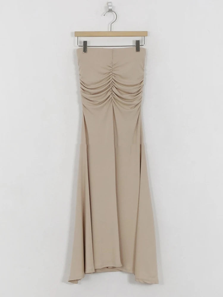 Shirring Satin Skirts for Women High Waisted Skirt Women A-Line Elegant