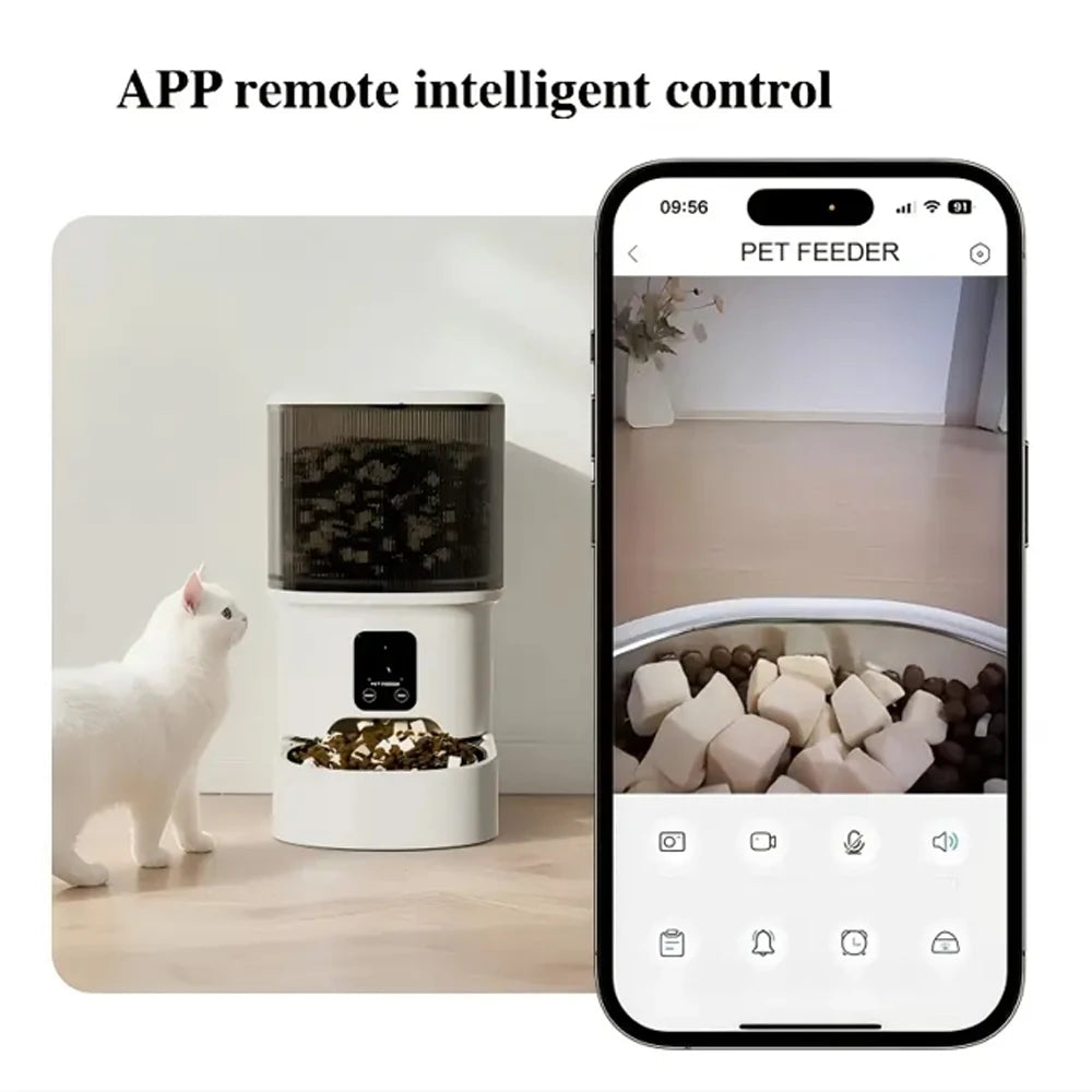 Camera Pet Feeder Timing Smart Automatic Feeder For Cats Dog Button WIFI