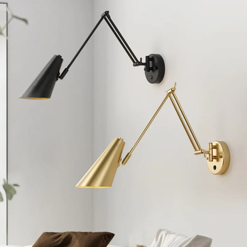 LED Wall Lamps Modern Adjustable Swing Long Arm Internal Touch Sensor Switch Household Bedside Lighting Decor Sconce Lights