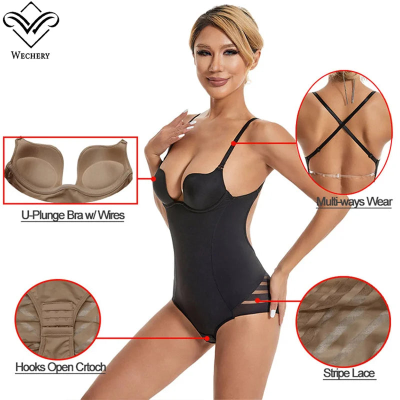 Women's Deep-V Backless Shaping Bodysuit