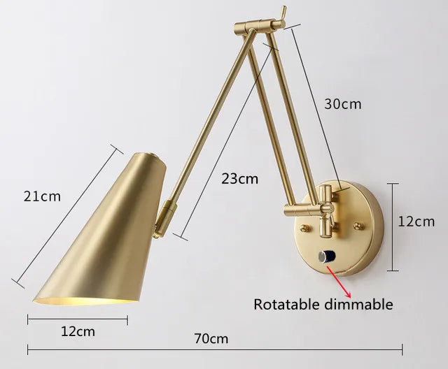 Led Dimmable Wall Lamp Bedroom Bedside Reading Light Folding Telescopic Switch Modern Creative Study Rocker Wall Light Fixture
