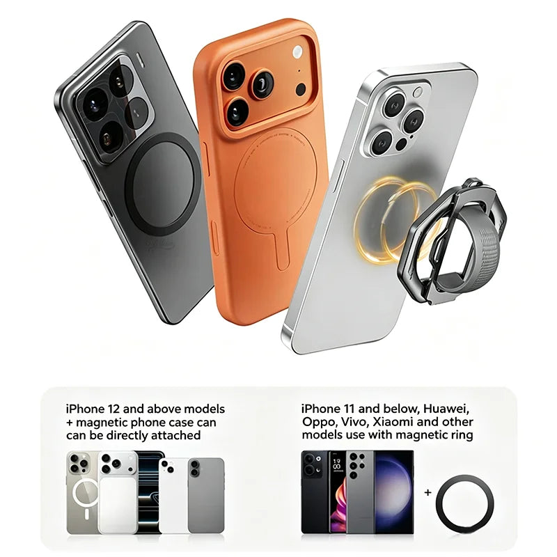 Magnetic Phone Ring Holder 360° Rotatable Foldable Metal Phone Stand