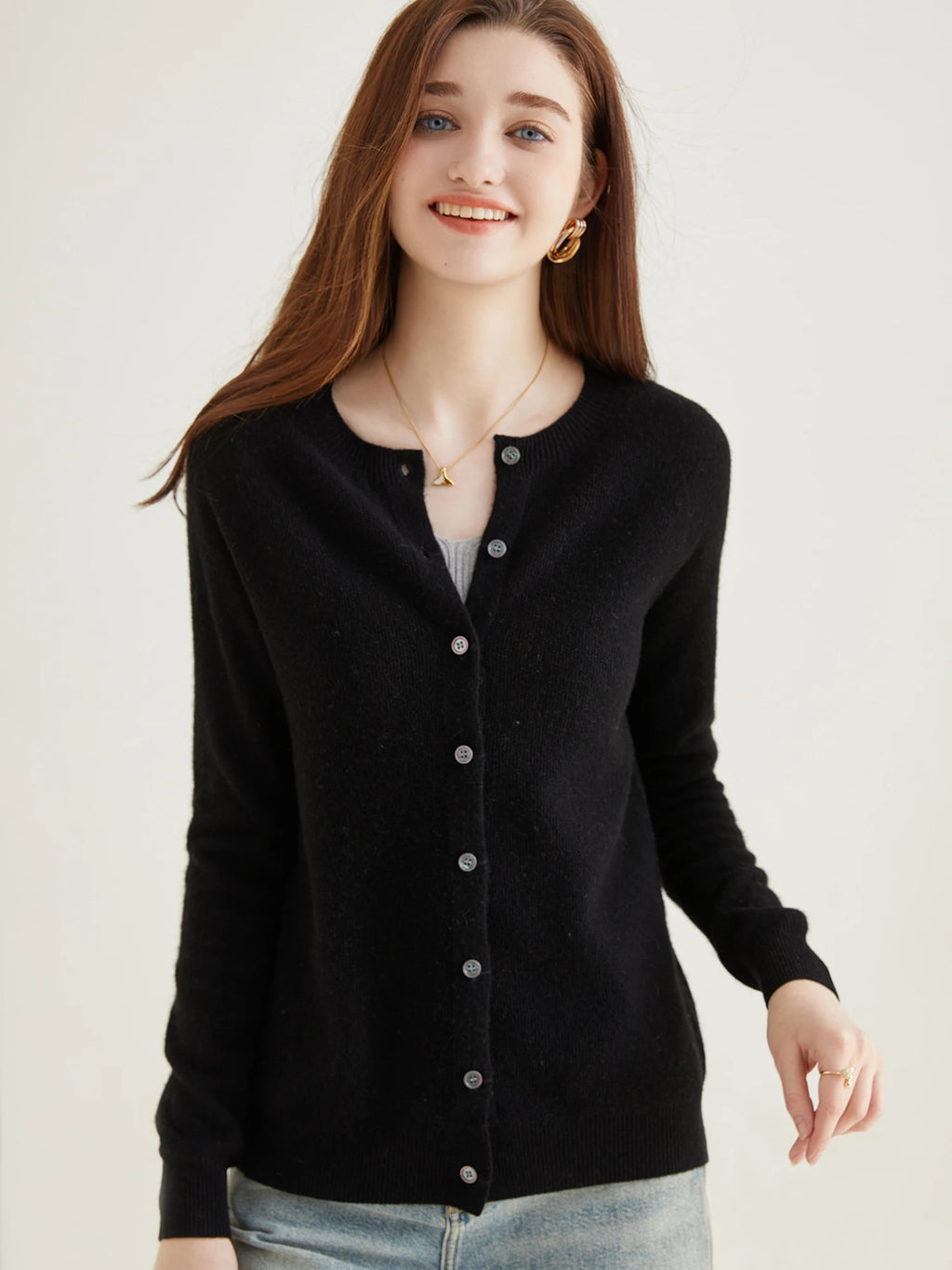 Knit Cardigan for Women Sweater Woman Long Sleeve Top 100% Wool Cardigans Sweaters Vintage Coat Knitwears Jacket Female Clothing