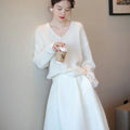 Knitted Top for Women V-neck Pullovers Mesh Ladies Sweaters Clothing Beige Tall Tops Cold Winter 2025 New Knitwear Trend In