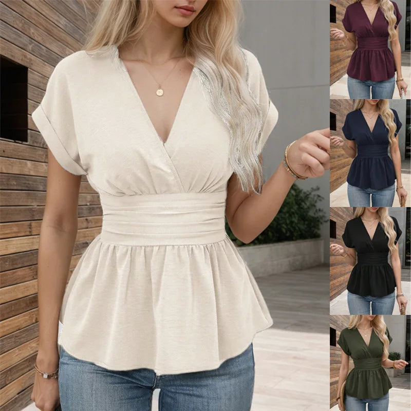 Women's V-Neck Peplum Top