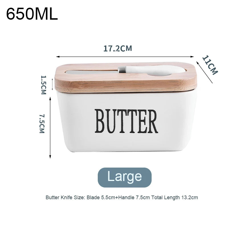 Ceramic Butter Container Box Restaurant Sealed Storage Box Cheese Box
