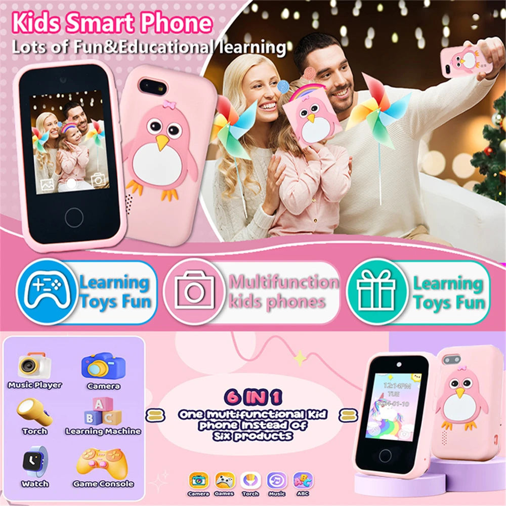 Kids Smart Toy Phone 44 Puzzle Games MP3 Player Camera Touchscreen