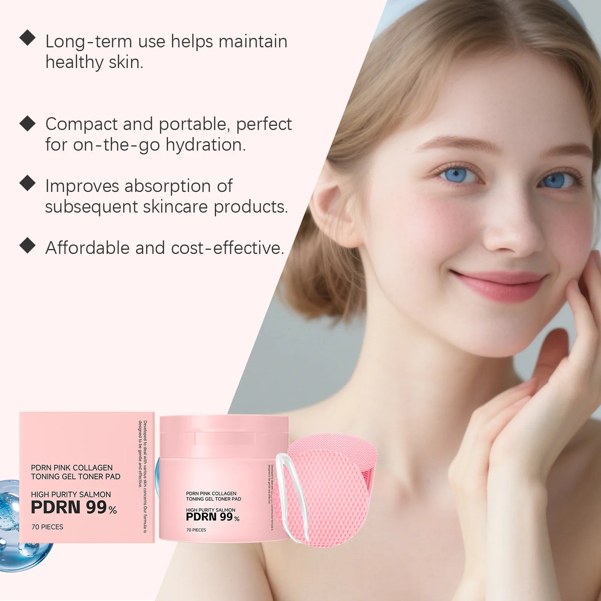 PDRN Collagen Toner Pads Repair Skin Barrier Calm Redness Hydrate Skin