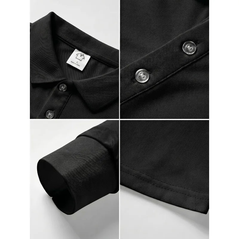 Men's Versatile Polo Shirt with Lapel and Button Design, Made of Comfortable Fabric, Long-sleeved Top