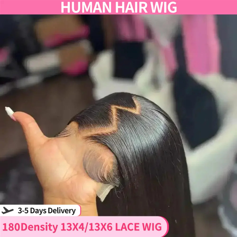 Brazilian Bone Straight 13x4 Transparent Lace Front Human Hair Wigs For
