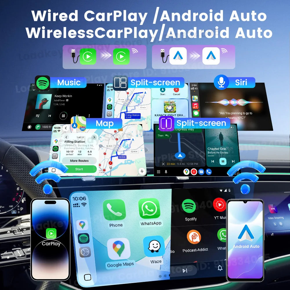 CarlinKit 5.0 2Air Wireless CarPlay Android Auto Wireless Dongle For Car Radio With Wired CarPlay/Android Auto WIFI USB Port
