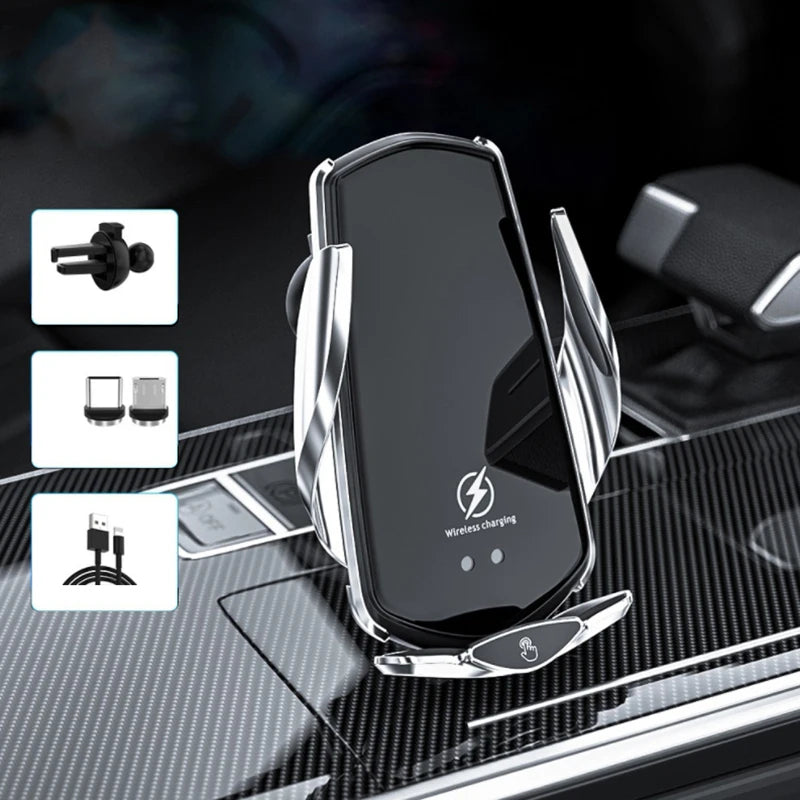 Smart Sensor Car Phone Wireless Charger 15W Fast Charging Auto-Clamping