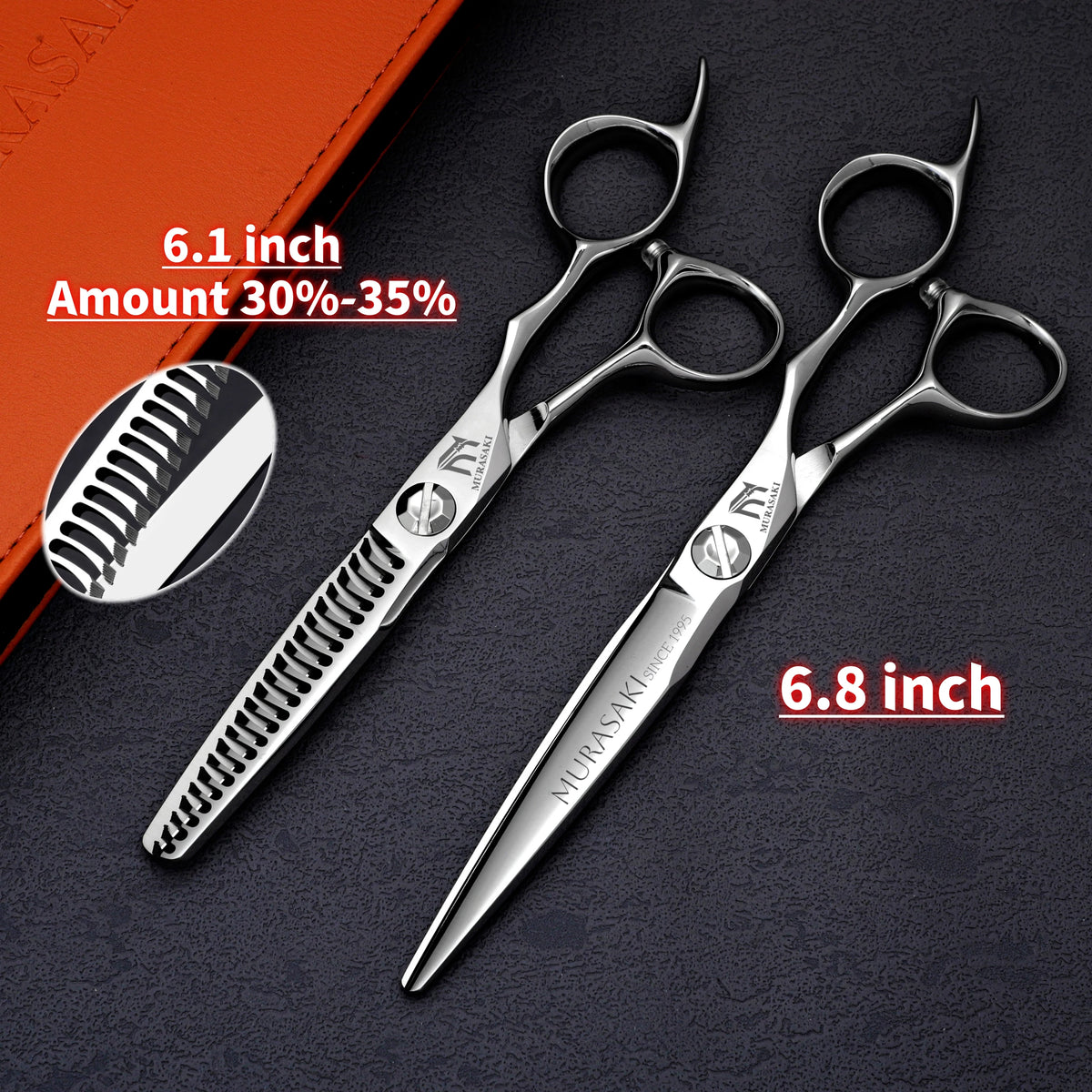 MURASAKI Top-level CNC Barber Scissors Set, Japanese VG10 Steel Barbershop Accessories, 5.7-6.3-6.8 Inches Hair Cutting Shears