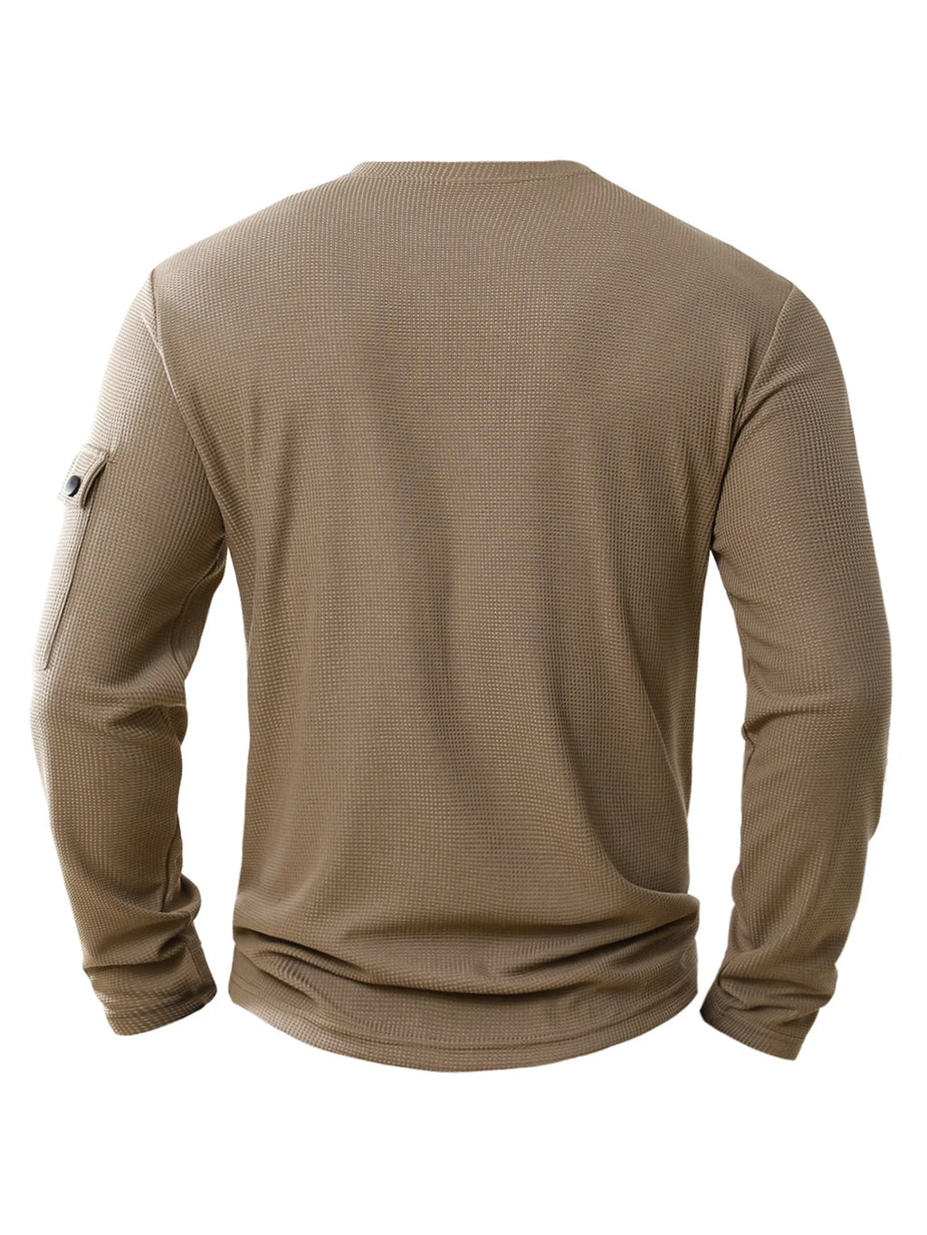 Men's New Button Henley Neck Shirt Long Sleeve Casual Button Solid Color T-Shirt Fashion Waffle Cotton Fake Two-Piece T-Shirt