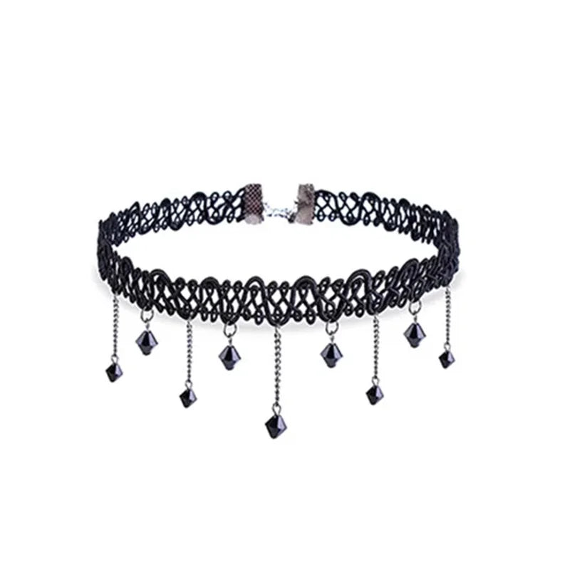 Mixed Hollow Black Leather Velvet Choker Necklace Layer Chockers Vintage