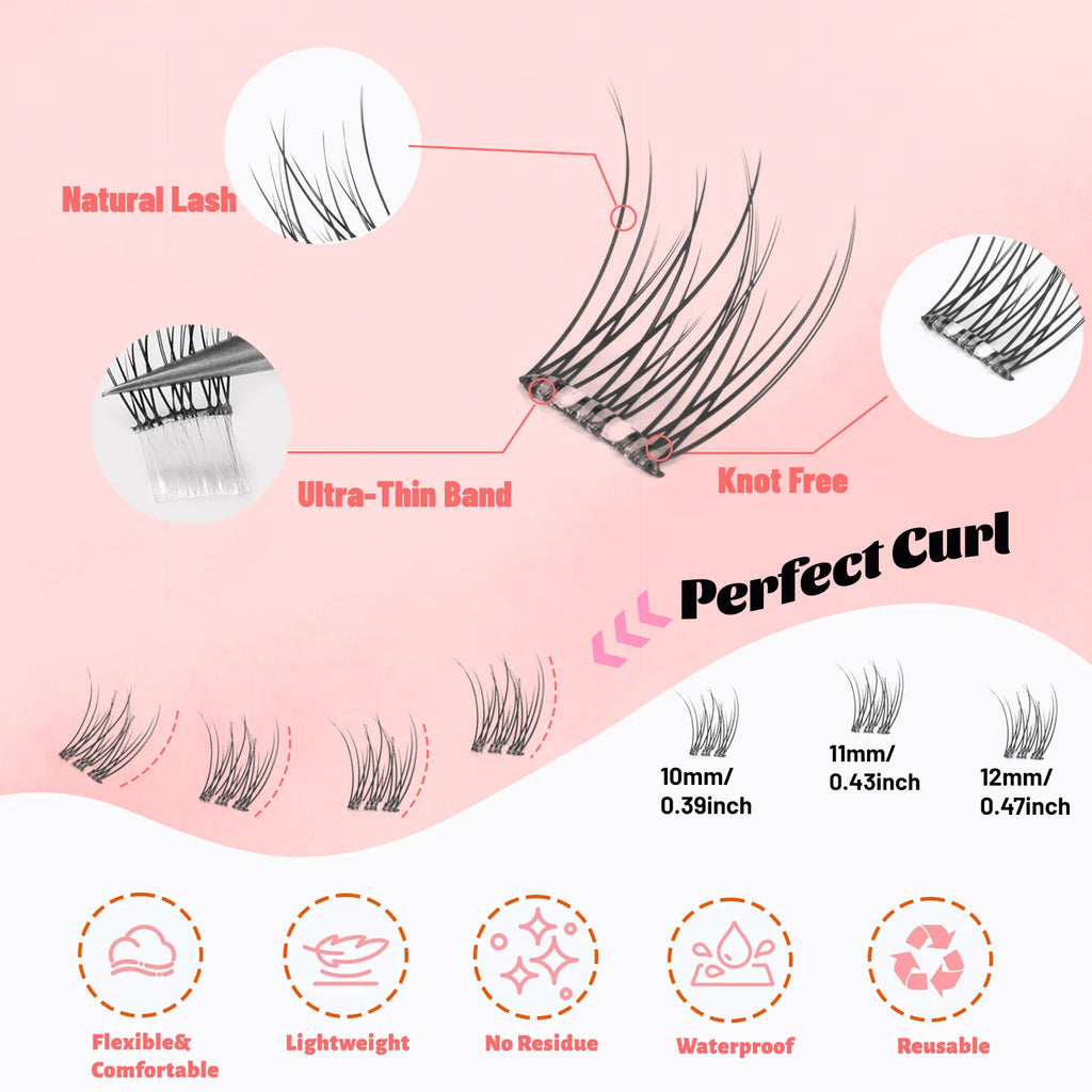 Self-Adhesive Eyelash Clusters, No Glue Needed, 120 Pieces, Natural