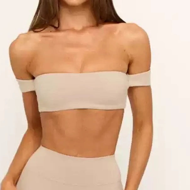 Women'S Underwear Yoga Set with Chest Pads Strapless Sports Fitness Top