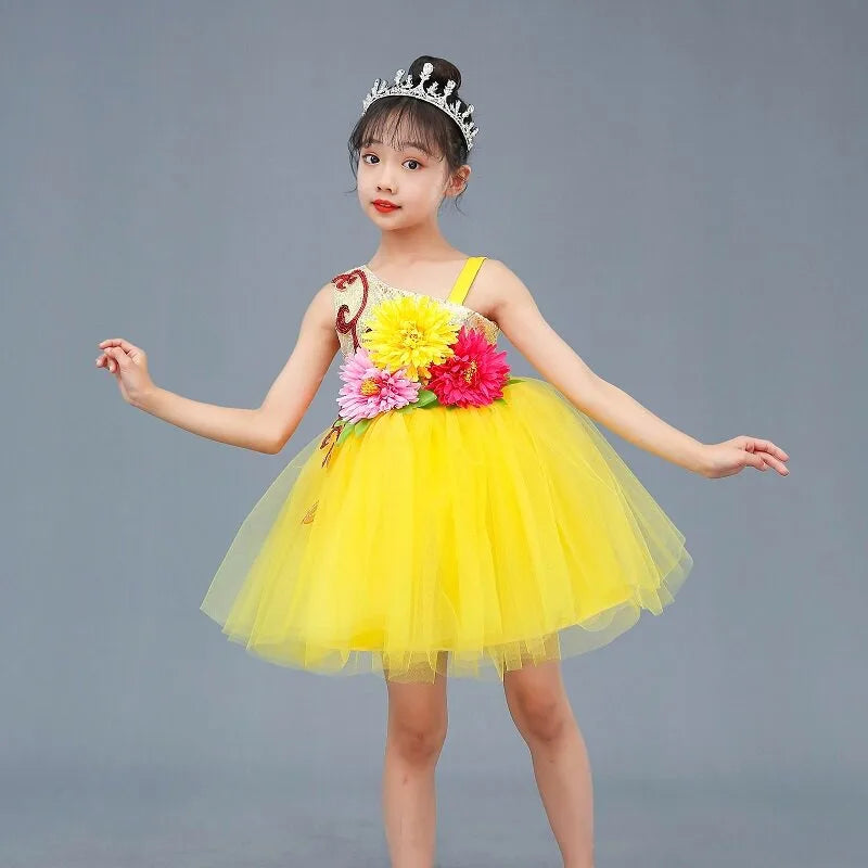 Multicolored Dance Dress Girls Modern Dance Costume Girls Contemporary