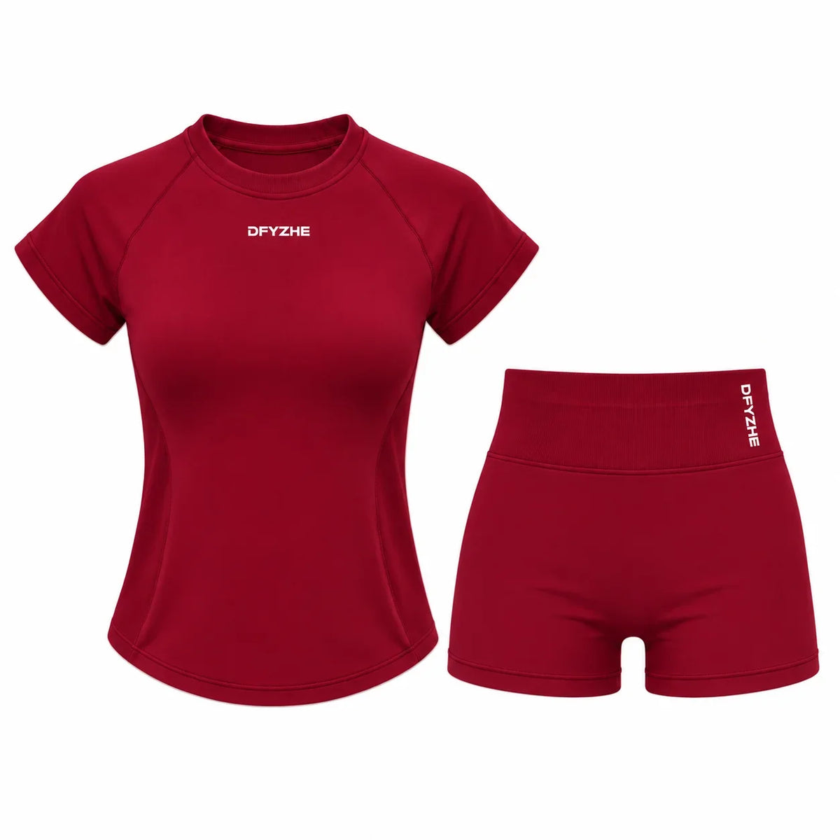 Women'S 2 Piece Activewear Set, Fitted Short Sleeve Workout Top & High