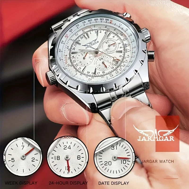 Men's Skeleton Mechanical Steel Watch