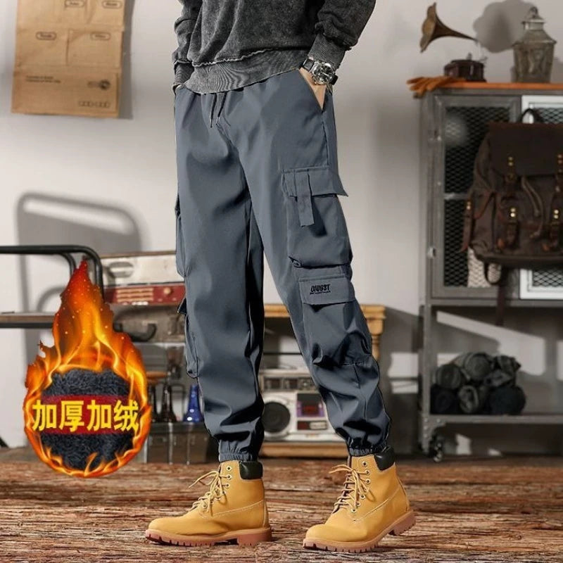 Men's Thick Casual Trousers for Winter High-Quality Warm Trousers Cargo Pants for Men American-style Slim-fit Athletic Pants New