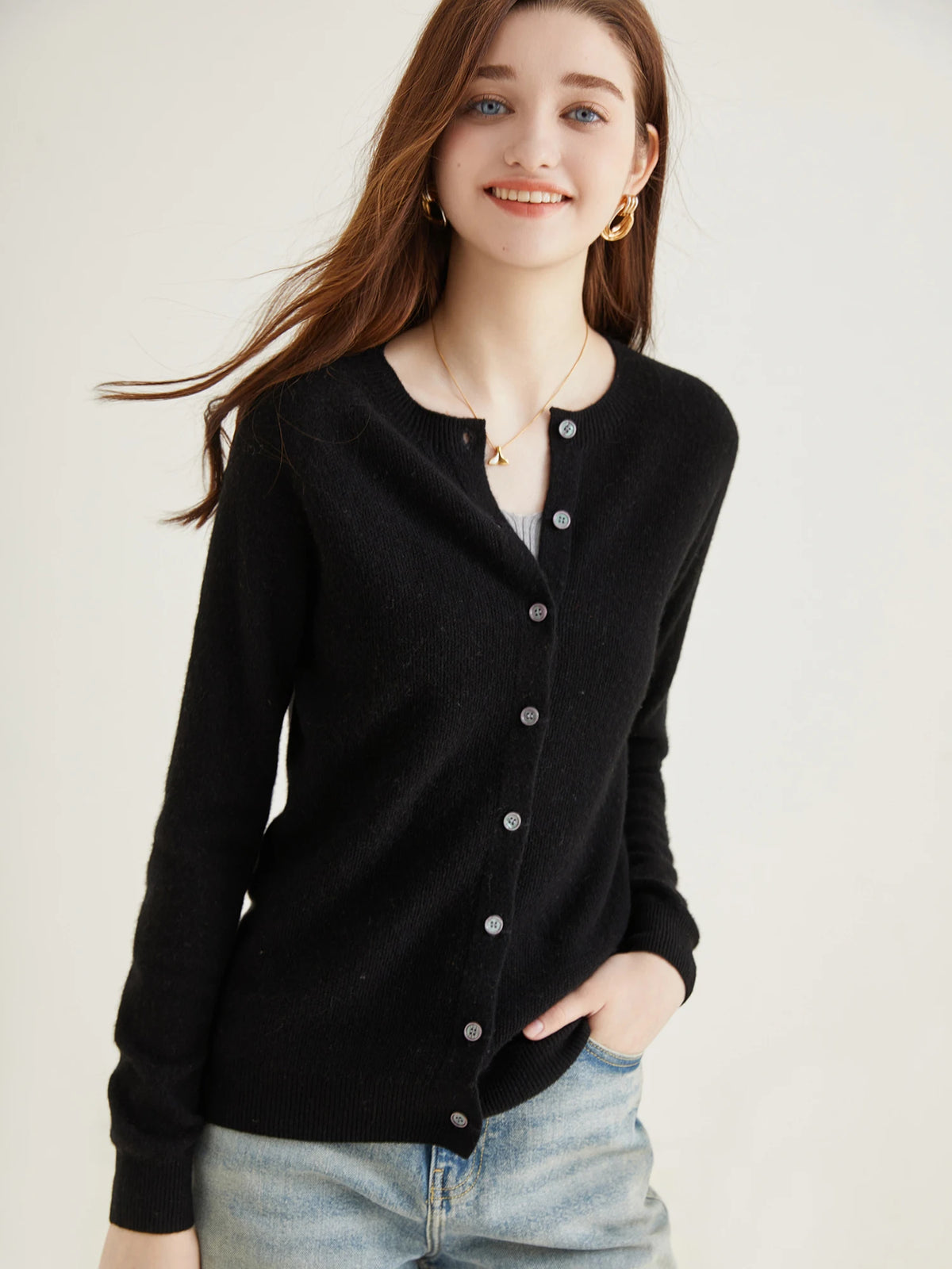 Knit Cardigan for Women Sweater Woman Long Sleeve Top 100% Wool Cardigans Sweaters Vintage Coat Knitwears Jacket Female Clothing