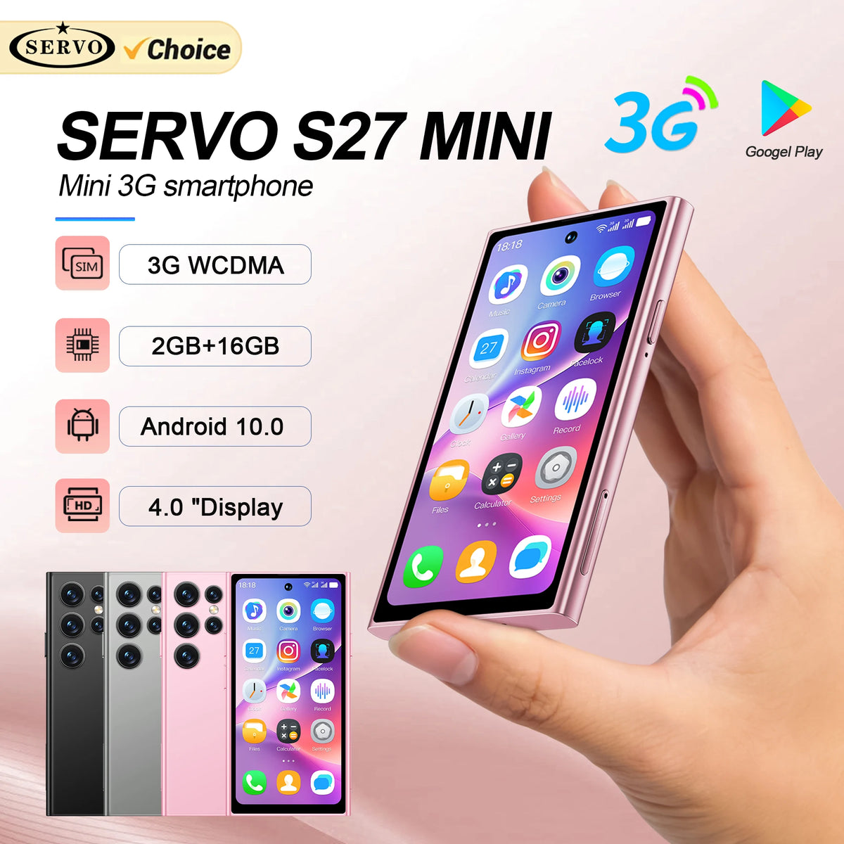 SERVO S27 Mini Android Smartphone – 2GB/16GB