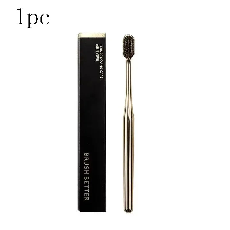 1-4pcs Toothbrush Gold Silver Tooth Brush Adult Dental Brushes Middle