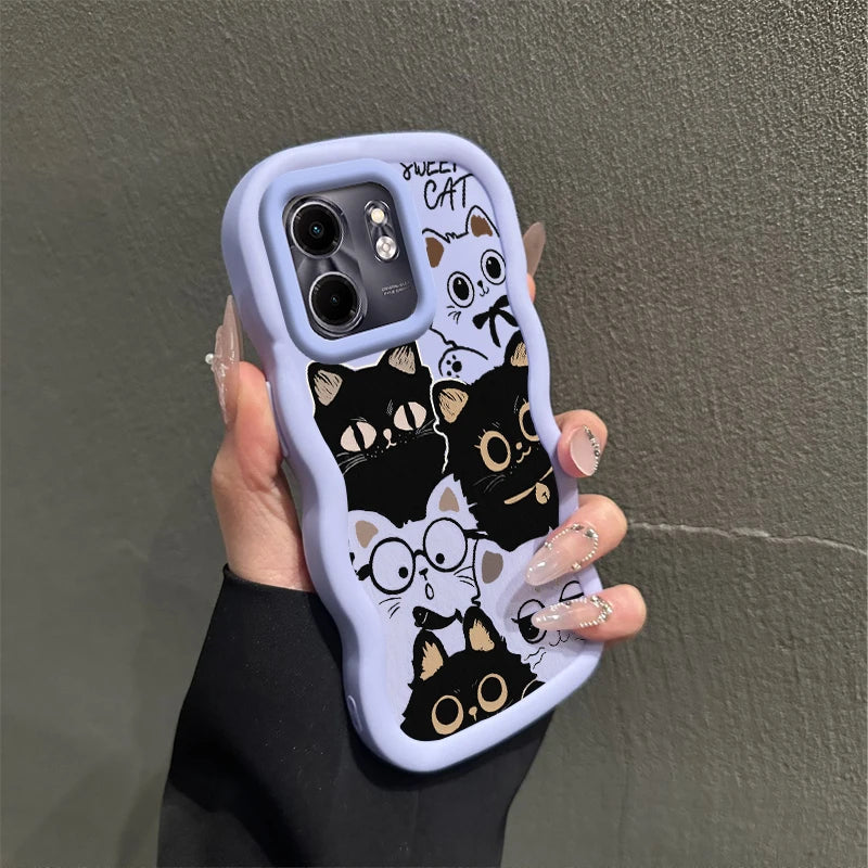 Smart 9 Six Cats Wavy Shape Silicone Phone Case For Infinix Smart 9 8