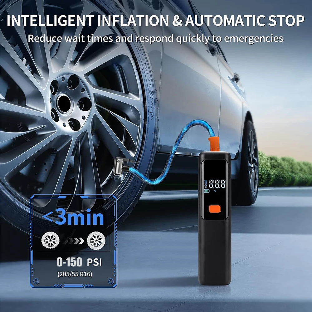 Wireless Air Pump 150psi Portable Electric Tire Inflator For Car Bicycle