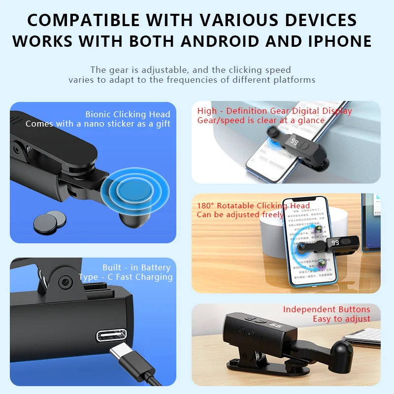 Screen Auto Clicker For Smart Phone Apps Video Live Streaming Gadget
