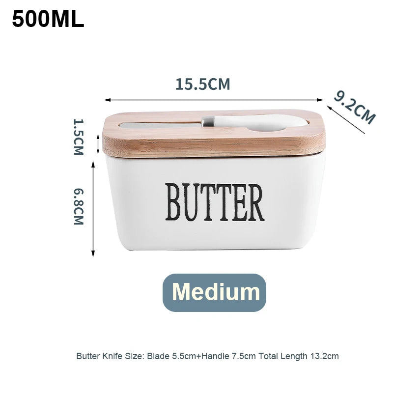 Ceramic Butter Container Box Restaurant Sealed Storage Box Cheese Box