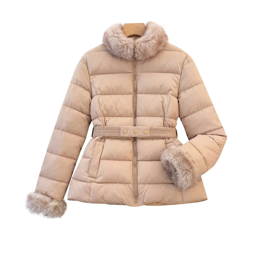 Winter Clothes 2026 New Fashion Fur Collar Down Cotton-padded Jacket Women's Short Cotton-padded Clothes To Keep Warm