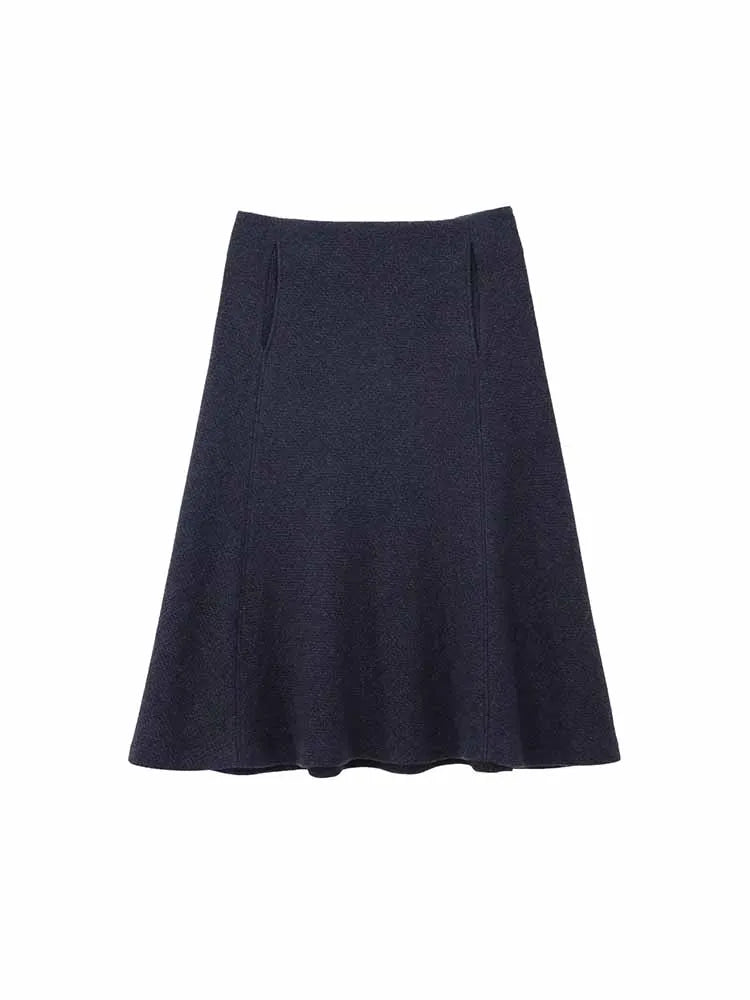 HH Woman Winter Fashion Blended Fabrics Round Neck Double Breasted Long Sleeves Coat+ Cape Skirt Female Casual Two Piece Set