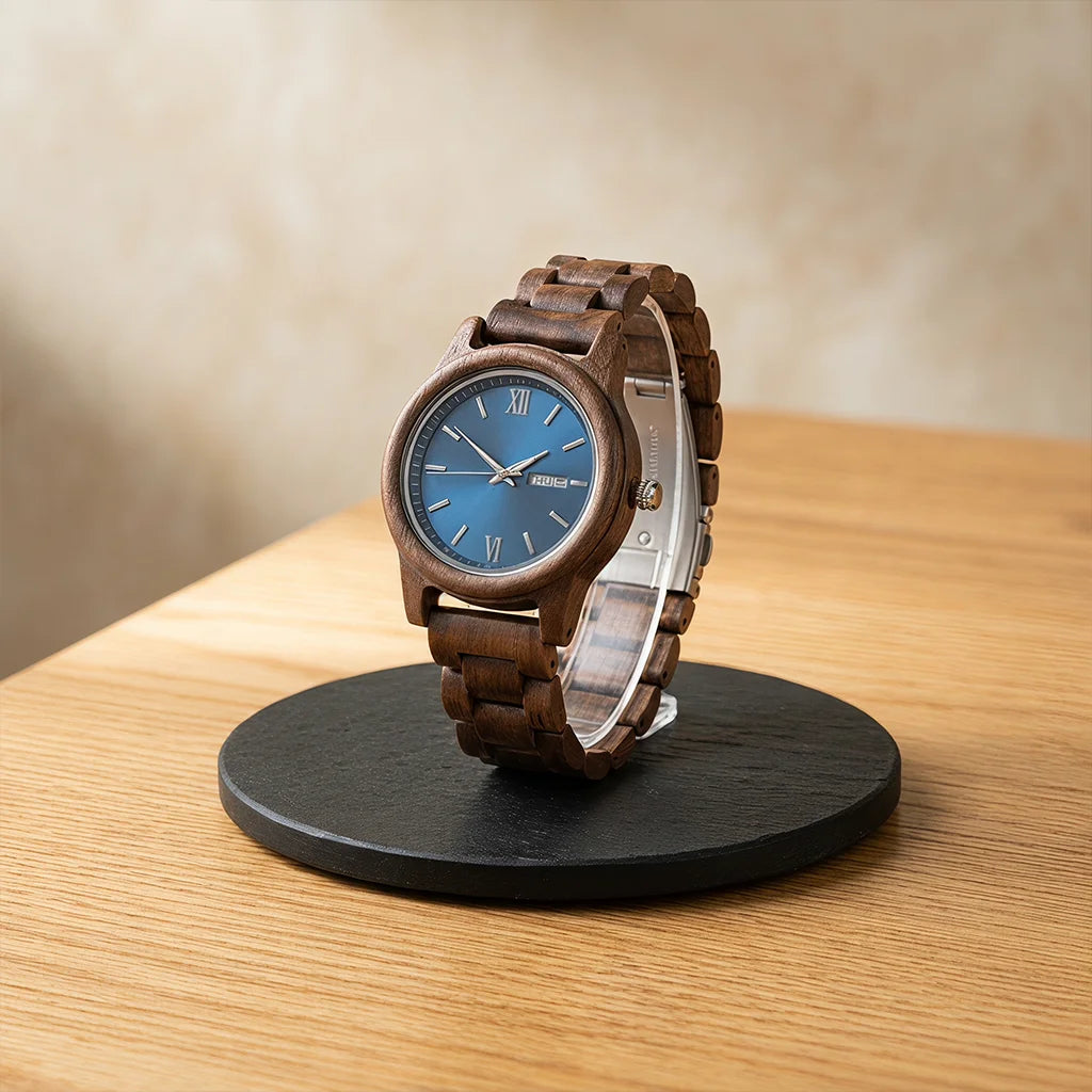 Men's Wooden Chronograph-Style Watch
