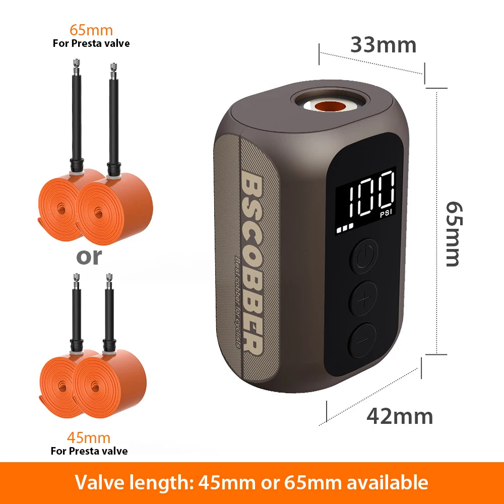 BSCOBBER Portable Tire Inflator Rechargeable Wireless A5mini Bicycle Air Pump 700c TPU Bicycle Tube Bike Accessories