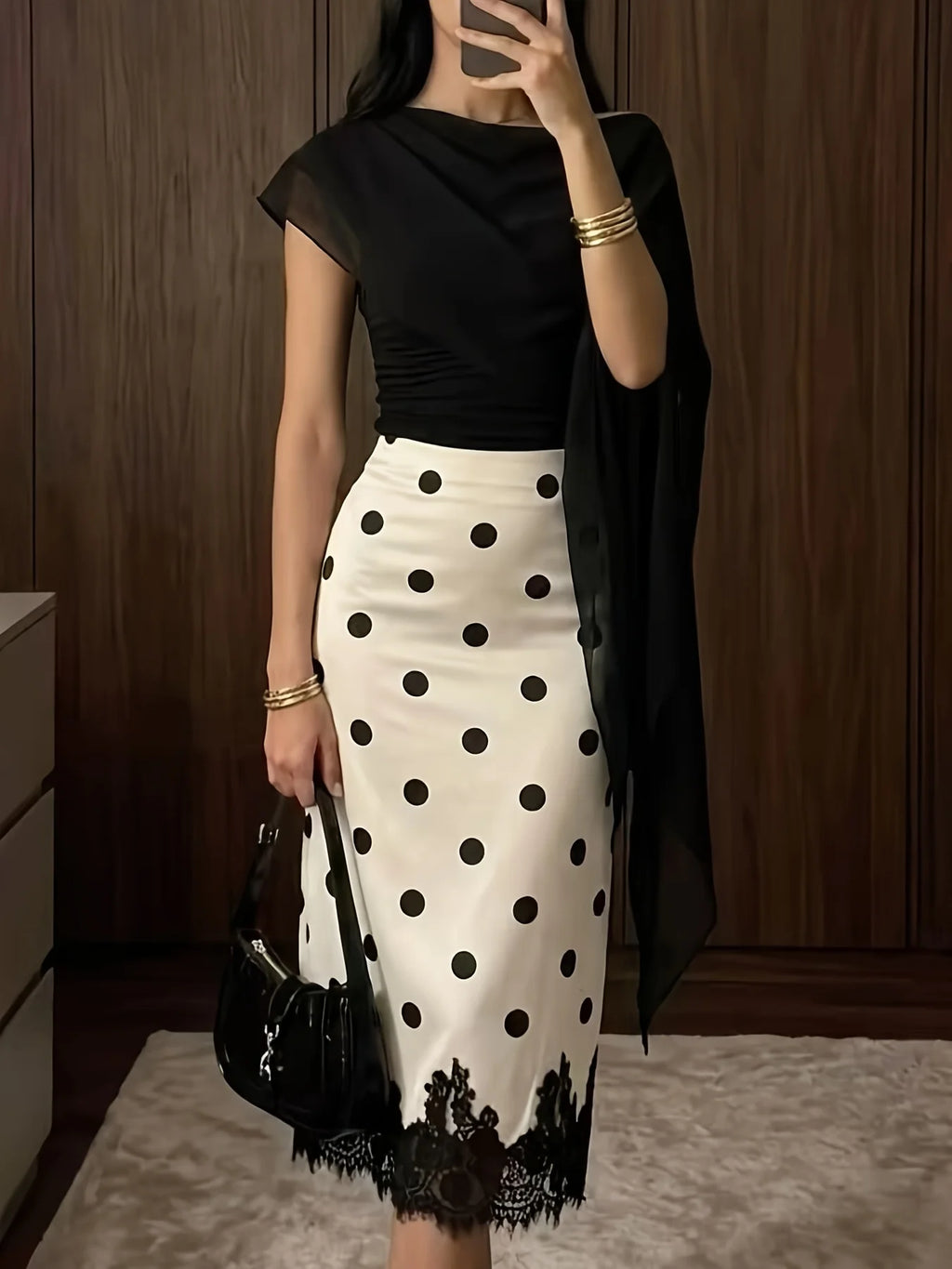 Skirts for Women Women Skirt Summer Skirts Elegant Dot Lace High Waist
