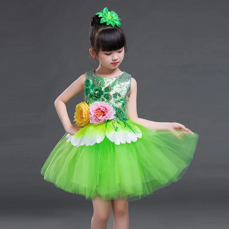 Multicolored Dance Dress Girls Modern Dance Costume Girls Contemporary