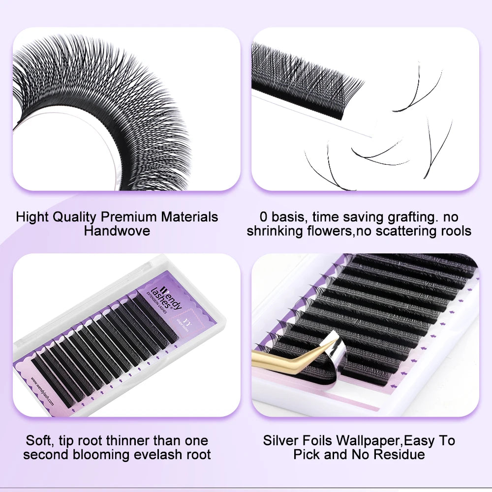 Wendy Lashes YY Shape Triple Tips Hand Woven Premium Soft Light Natural Eyelash Extension Supe High Quality Volume Premade Fans