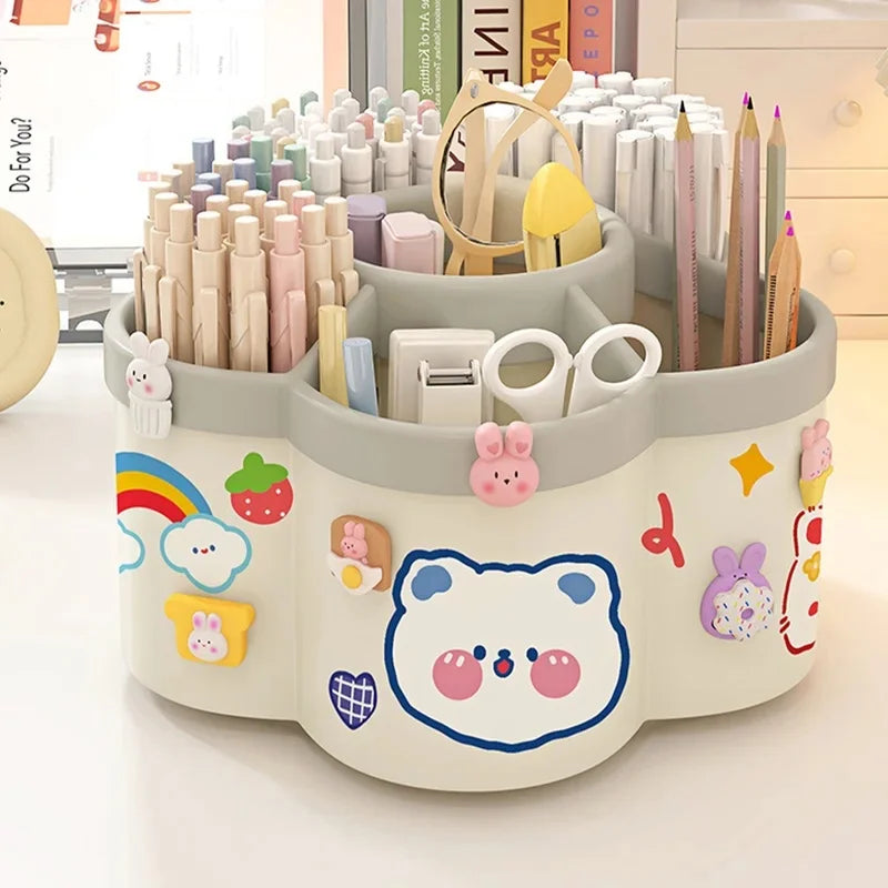 Rotating Desk Organizer, Large Makeup & Pen Holder For