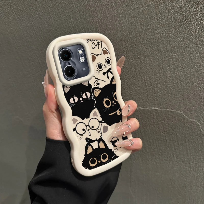 Smart 9 Six Cats Wavy Shape Silicone Phone Case For Infinix Smart 9 8