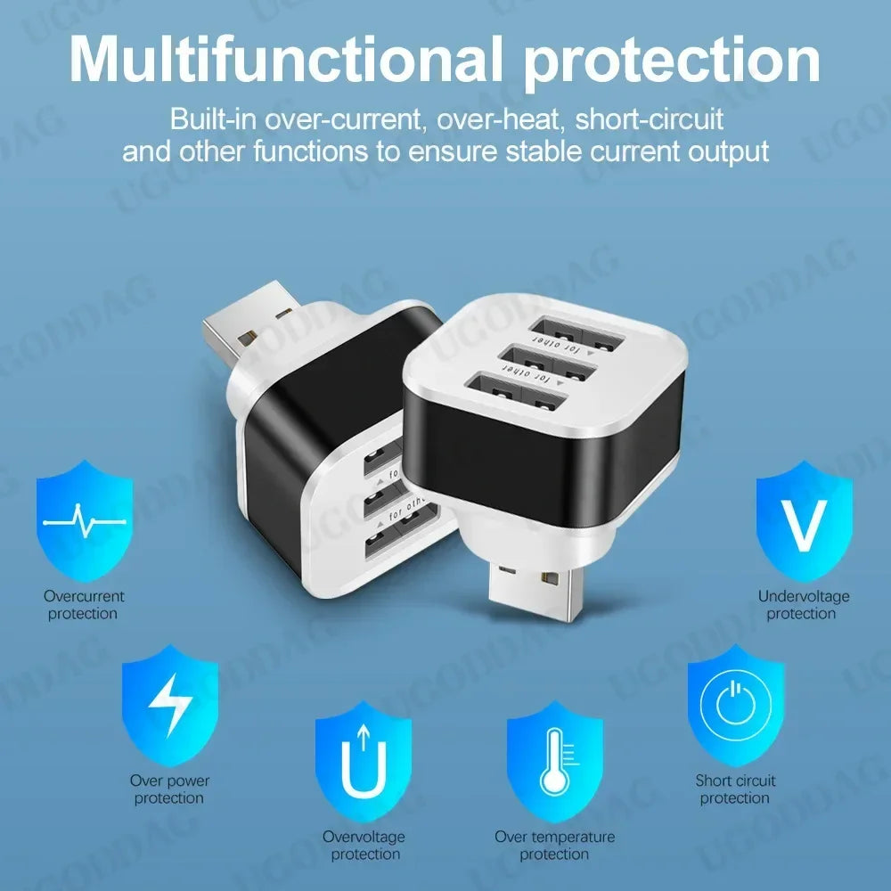 Car USB HUB Charging Extender 2.0 3-Port Extended Usb Splitter With